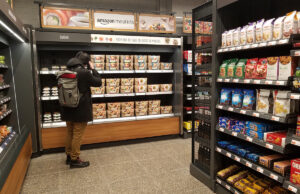A customer shops at an Amazon Go convenience store in Chicago last month.