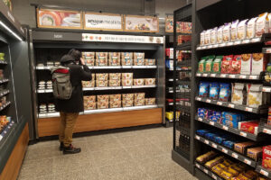 A customer shops at an Amazon Go convenience store in Chicago last month.