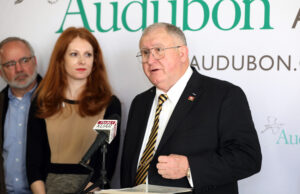 State Sen. David Wallace, R-Leachville (right), with&nbsp;Katie Laning Niebaum, director of the Arkansas Advanced Energy Association, and&nbsp;Alan Hope, CEO of Powers of Arkansas.
&nbsp;