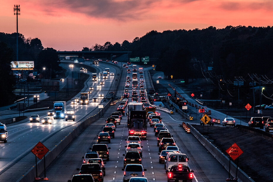 Traffic proceeds on Interstate 30 in Little Rock during evening rush hour.