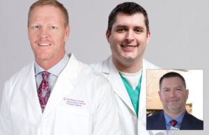 Dr. Brent Peterson, Dr. Daniel Shepherd and James Roundtree (inset), all of Washington Regional Medical Center
