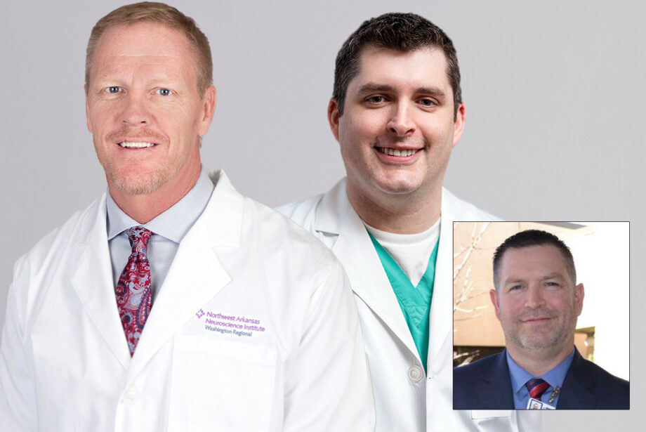 Dr. Brent Peterson, Dr. Daniel Shepherd and James Roundtree (inset), all of Washington Regional Medical Center