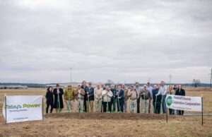 Woodruff Electric board members, leadership and employee and Today's Power executives break ground on&nbsp;a 1-megawatt array in Forrest City.