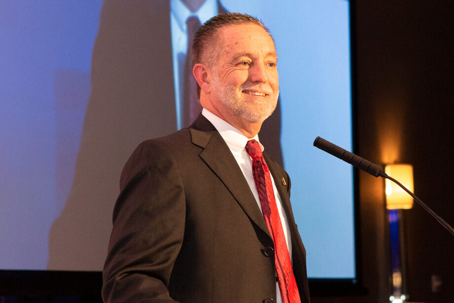 Dan Williams, CEO of Garver of North Little Rock, accepts the 2019 Arkansas Business Executive of the Year award.