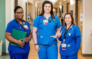 Tameka House, left, Lindsey Richardson and Mariela Schleuse of UAMS in Little Rock.