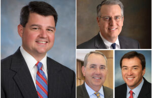 Clockwise from left, BancorpSouth executives Chris Locke of Little Rock, Blair Parnell of Fort Smith, Forrest Spicher of Hot Springs and Tom Nelson of Conway