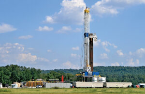 A generation rig owned by SWN Drilling Services is put to work in a patch of the Fayetteville Shale field, in northern Faulkner County southwest of Damascus in 2014.