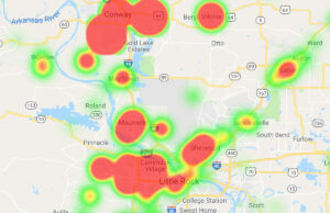 In 2018 the Conway Area Chamber analyzed the home ZIP codes for more 3,100 white collar employees in Conway. Their data, shown above, showed that a substantial cluster of white collar professionals commute daily from Pulaski County.