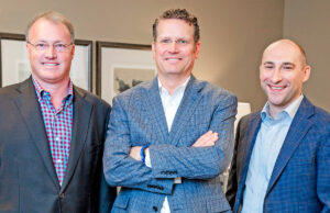 An executive triumvirate is guiding the transformation of Capital Bank into Encore Bank. From left, Chris Roberts, chairman and CEO; Phillip Jett, vice chairman and president; and Burt Hicks, senior executive vice president, chief operating officer and general counsel.