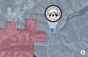 The city boundaries of Gravette and Bella Vista, according to the Benton County Assessor's website, are shown above. Hole in the Wall LLC says in a lawsuit that Bella Vista's 2015 annexation of its land isn't valid.