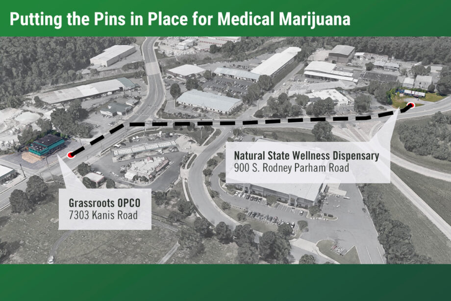 Two dispensaries in midtown Little Rock, Grassroots OPCO and Natural State Wellness, will sit about 1,100 feet from each other.