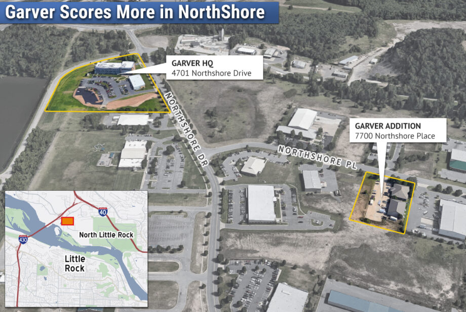 Garver's three-story headquarters at 4701 Northshore Drive in North Little Rock was constructed in 2009.