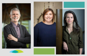 Neal Johnson, Emily Neuman and Erin Anson Ellis of the Crystal Bridges Museum of American Art in Bentonville.