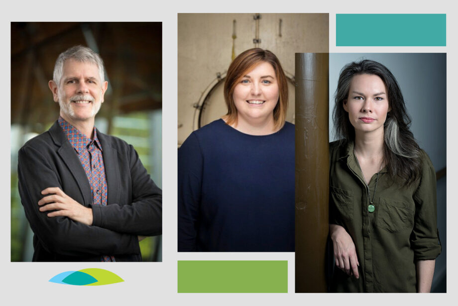 Neal Johnson, Emily Neuman and Erin Anson Ellis of the Crystal Bridges Museum of American Art in Bentonville.