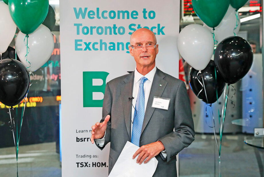 John Bailey, CEO of BSR, at the company’s celebratory entry to the Toronto Stock Exchange last year in the wake of the real estate investment trust’s $135 million initial public offering.