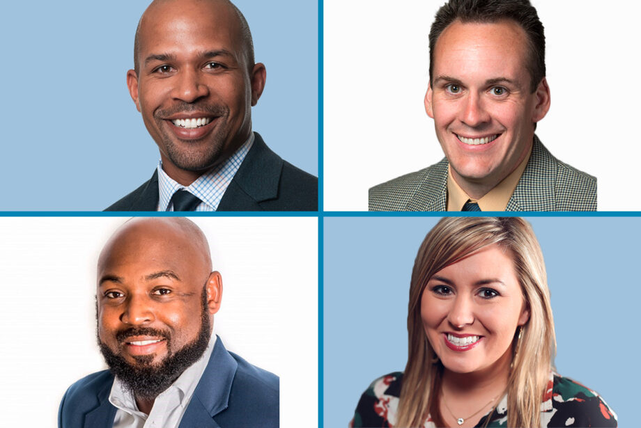 Entergy Arkansas customer service representatives, clockwise from top left: Chris Cook of Monticello, Matt Faries of Walnut Ridge, Whitney Rial of Marion and Omar Clemons of Russellville.
