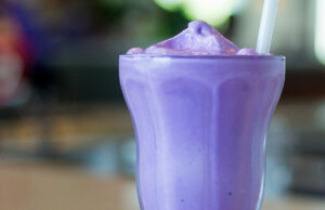 Purple Cow's &ldquo;Famous Purple Vanilla&rdquo; milkshake.