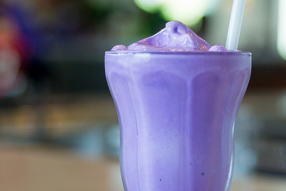 Purple Cow's &ldquo;Famous Purple Vanilla&rdquo; milkshake.