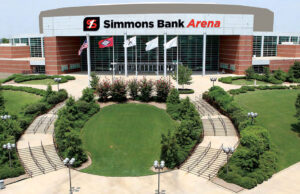A mockup of the new signage planned for Simmons Bank Arena in North Little Rock.