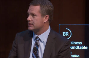 Walmart CEO Doug McMillon participates in a Business Roundtable forum in 2019.