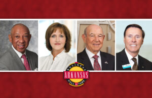The 2020 inductees into the Arkansas Business Hall of Fame are, from left, Gerald Alley, Olivia Myers Farrell, Charles Nabholz and Reynie Rutledge.