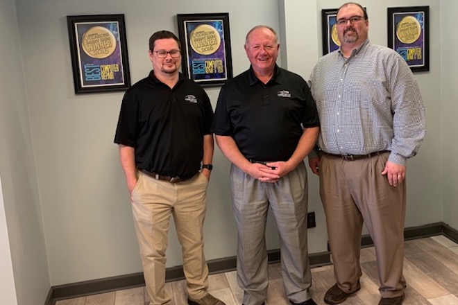 From left, Network Engineer Chris Lutterloh, a former partner at iTechs; former&nbsp;iTechs President&nbsp;Jim Bryant, who is now business development manager for The Computer Hut; and Chris Bates, CEO of The Computer Hut.