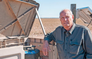 Steve Stevens, a Discovery Farms Program participant and cotton farmer, shows off equipment on his farm southeast of Dumas in Desha County.