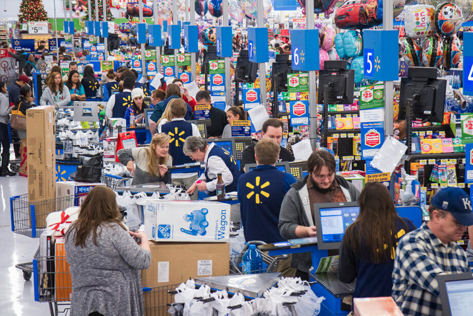 Shoppers enjoying the holiday season at Walmart.