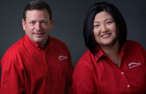 Kevin Wish and Dawn Johnson of First Service Bank in Conway.