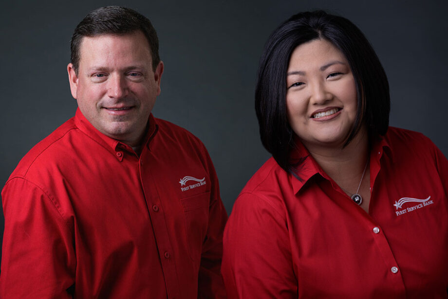 Kevin Wish and Dawn Johnson of First Service Bank in Conway.