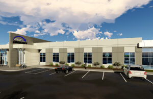 A rendering of the newly constructed 27,465-SF industrial office building at 2708 S. 48th St. in Springdale that is&nbsp;occupied by BNSF Logistics and owned by&nbsp;NAS Investment Solutions.
