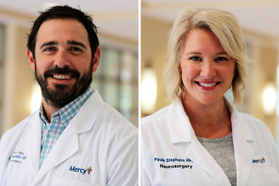 Dr. Alejandro Castellvi  and Paula Stephens of Mercy Clinic Neurosurgery in Rogers.