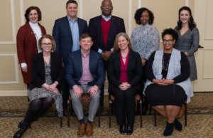Seated, from left, are Angel Galloway, Jason Brown, Nikki Heck, Adena H. White. Standing, from left, are Heather Haywood, Denver Peacock, Lamor Williams, Cozetta Jones and Mary Claire Hill.&nbsp;