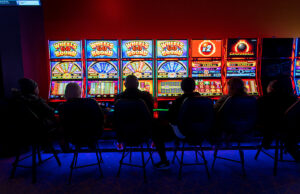Gamblers enjoying the modern slot machines at the Saracen Annex in Pine Bluff earlier this month.  Casino gaming made its debut in Arkansas in 2019.