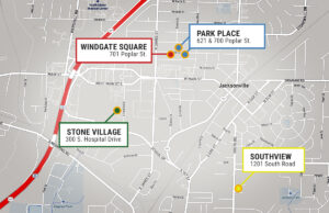 TRI Jacksonville Properties LLC of Lakewood, New Jersey, bought four apartment properties in Jacksonville.