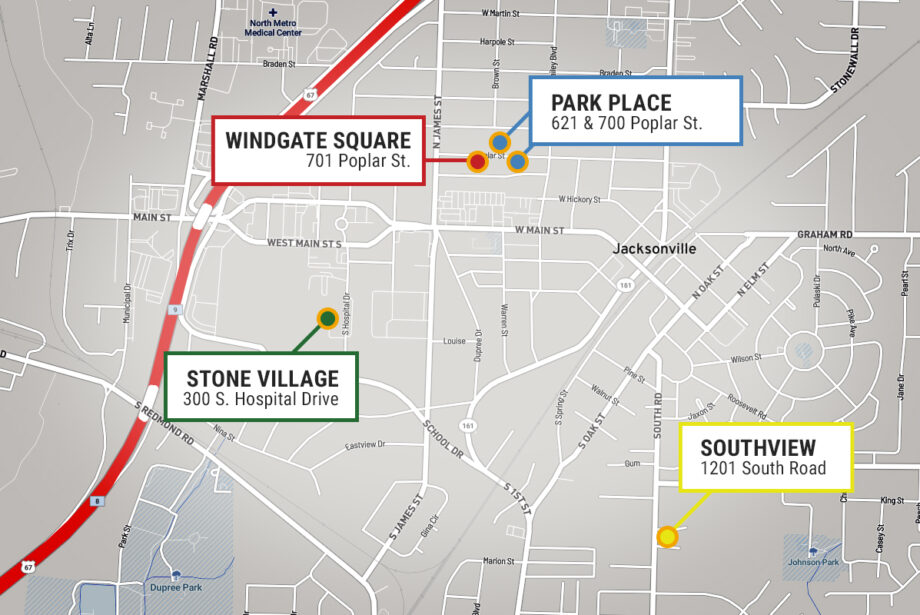 TRI Jacksonville Properties LLC of Lakewood, New Jersey, bought four apartment properties in Jacksonville.