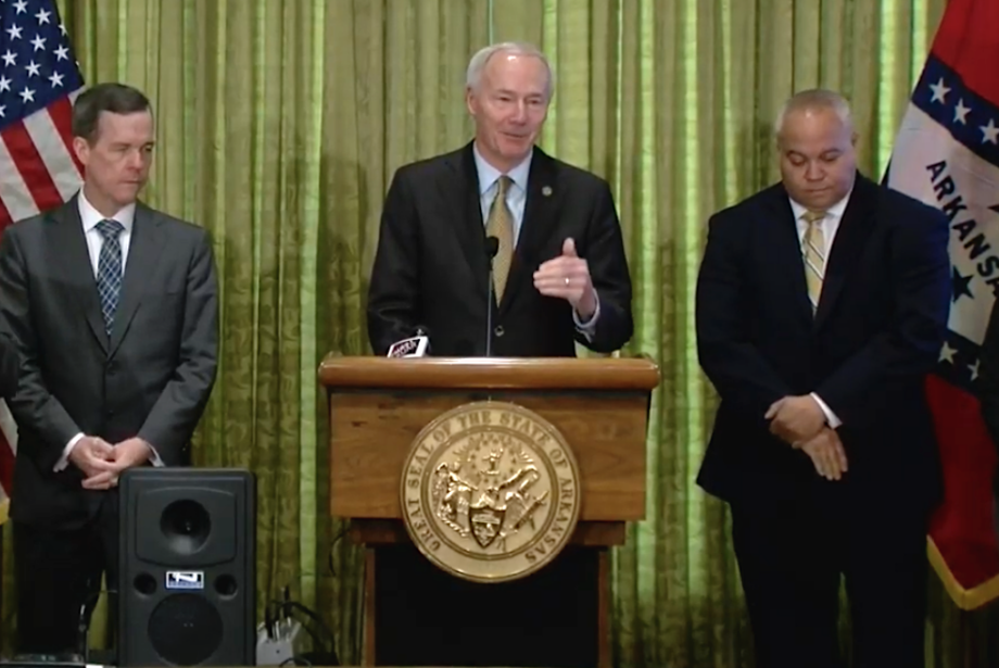 Gov. Asa Hutchinson announces plans to help small businesses and child care centers in Arkansas remain open during the spread of COVID-19.&nbsp;