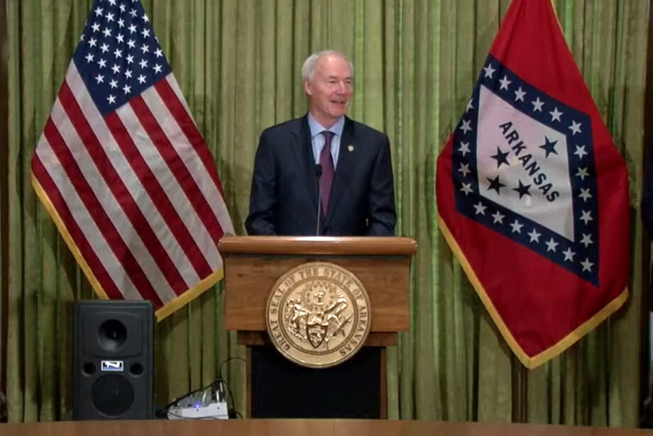 Gov. Asa Hutchinson gives a daily update Monday afternoon on the COVID-19 outbreak in Arkansas.