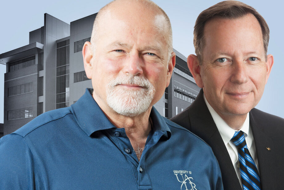 UA Little Rock's Hank Bray and Hydco Inc. CEO Roger Marlin agree that the newly-named AGC of Arkansas BIM Lab will give construction students a leg up.