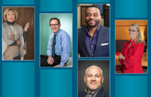 Millie Ward of Stone Ward, Mike Sells of the Sells Agency, Myron Jackson of The Design Group, Darin Gray of CJRW and Sharon Tallach Vogelpohl of Mangan Holcomb Partners/Team SI.