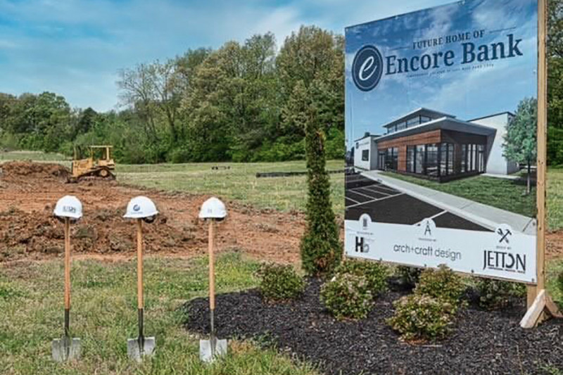 COVID-19 put a crimp into Encore Bank's groundbreaking for its future Jonesboro location, but construction has stayed on schedule.