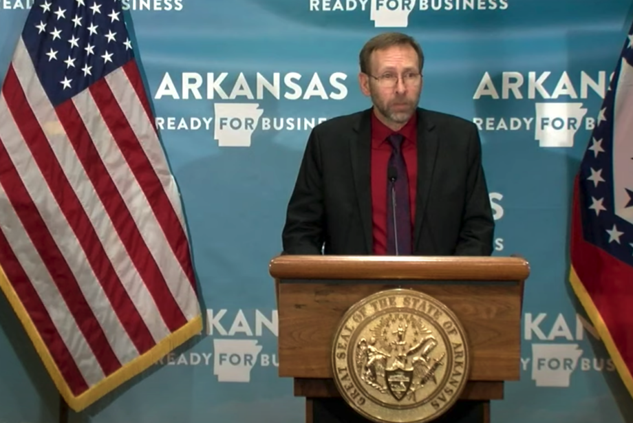 Dr. Nathaniel Smith, the state's health secretary, speaks Thursday during the governor's&nbsp;daily press briefing on the state&rsquo;s COVID-19 response.&nbsp;&nbsp;