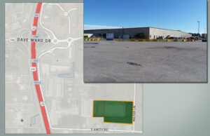 The warehouse at 1475 William J. Clark Drive in Conway. (Parcel lines approximate.)
