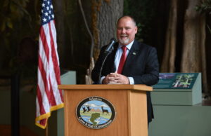 Rob Finley speaks Friday at the Witt Stephens Jr. Central Arkansas Nature Center.
