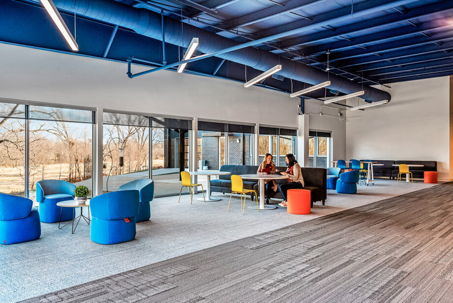 Interior designer Katie Baldwin of Core Architects believes post-pandemic office spaces will remain open, but with more attention paid to materials that can handle “rigorous use and cleaning.”