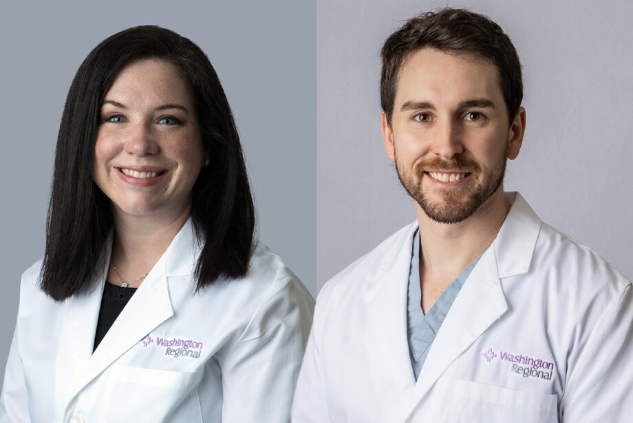 Dr. Stephanie Pereira and Dr. Ryan Mantooth of Washington Regional in Fayetteville.