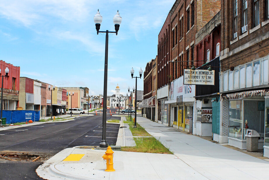 The first phase of Pine Bluff’s downtown streetscape project is expected to be completed in  October. The $5 million phase covers renovations on Main Street from Barraque Street to Fourth Avenue, including extended sidewalks for outdoor dining.
