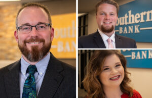 Clockwise from left: Jon Holman of Southern Bank's Searcy location, and Traike Elliot and Macie Arnold of the bank's Cabot branch