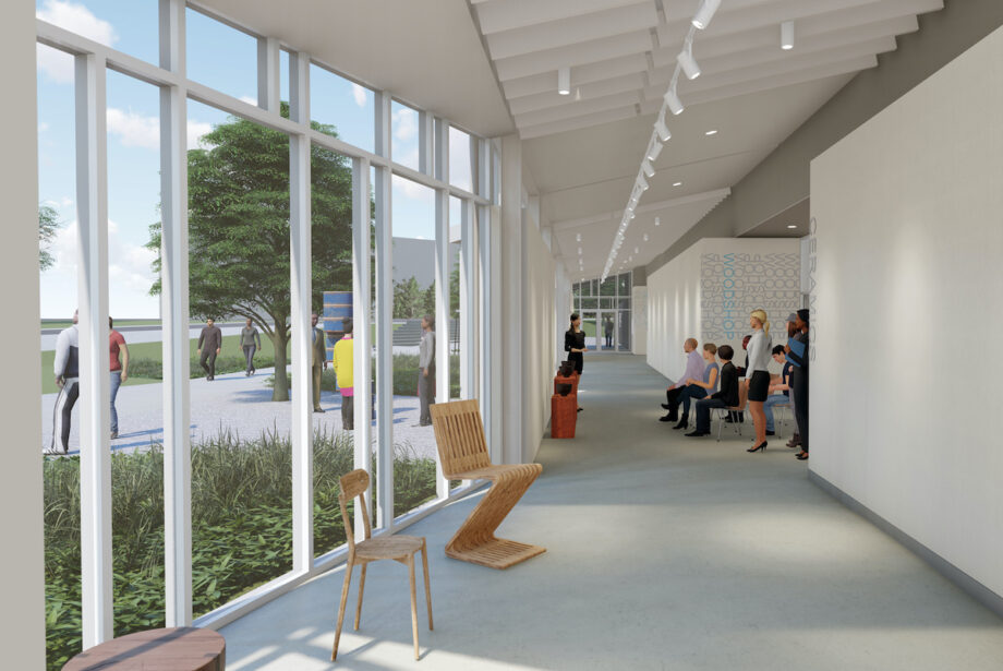 Rendering of the interior of the Center for Three-Dimensional Arts at Arkansas State University.