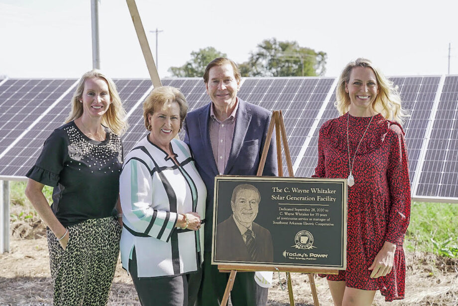 C. Wayne Whitaker, longtime CEO of Southwest Arkansas Electric Cooperative, with his wife, Diana, and daughters Stacey White, left, and Sharla Stevanovic, right.
